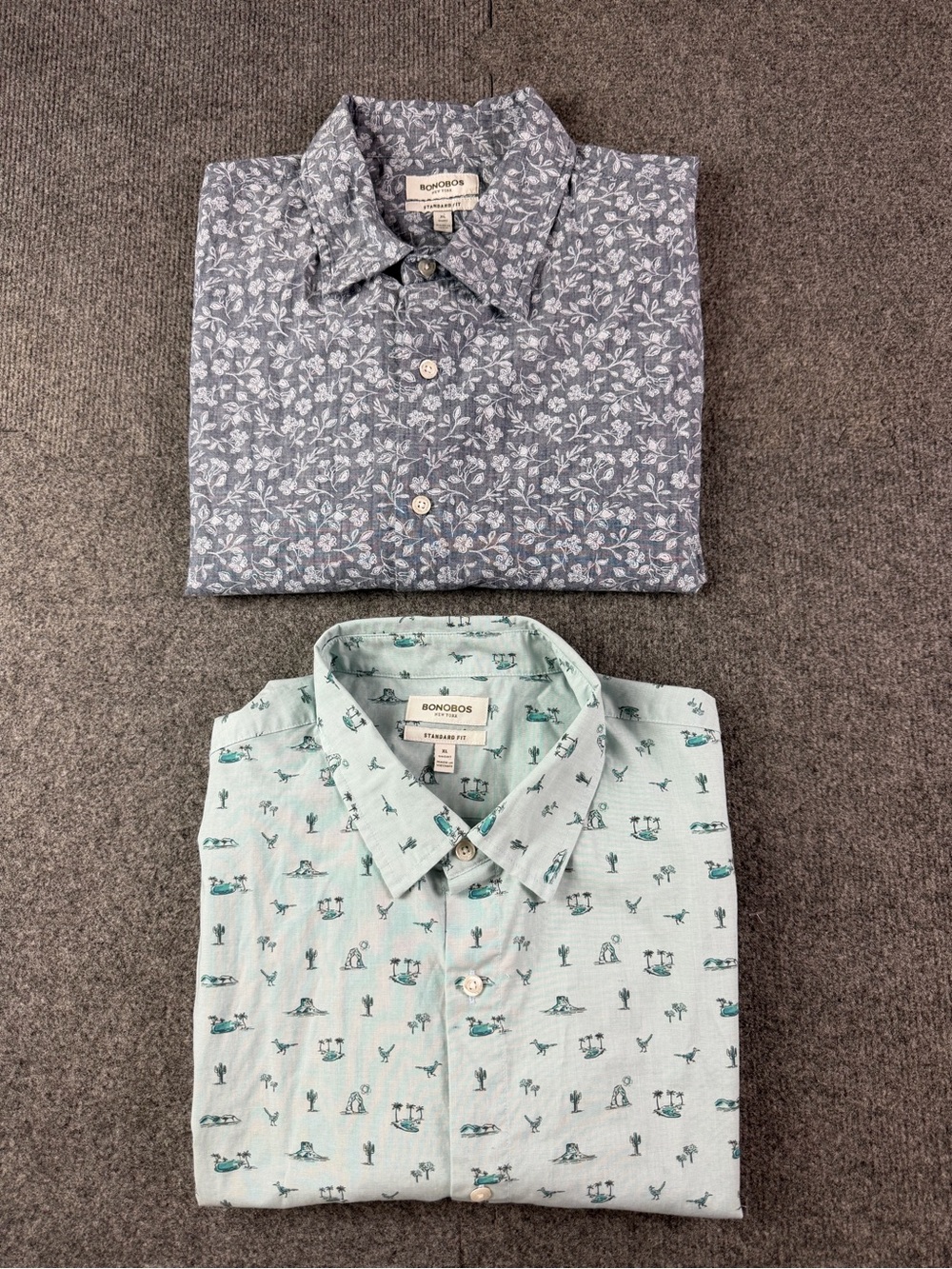 Bonobos Standard Fit Mens Cotton Blend Short Sleeve Shirt Sz XL Short 2 Lot